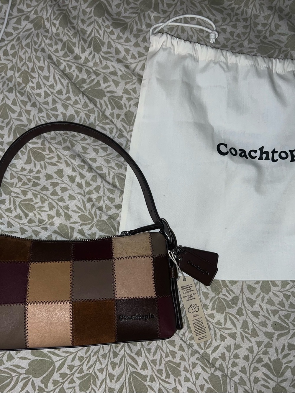 Coach Patchwork Shoulder Bag in Brown and Burgundy Tones